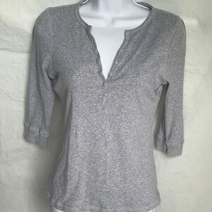 B. Moss ladies gray up button v-neck terminal shirt size Small